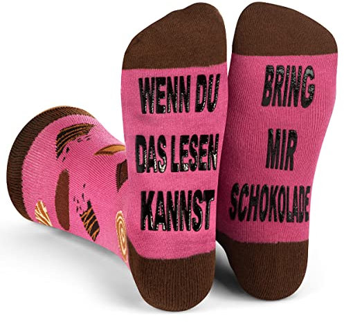 Lavley Wenn Du Das Lesen Kannst Bring Mir Lustig Socken für Frauen und Männer (Bier, Sekt, Kaffee Und Kuchen) (Schoki)
