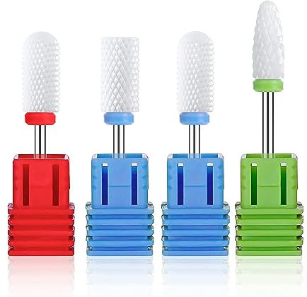 MelodySusie 4 x Embouts de Ponceuse à Ongles Pour Manucure et Pédicure, Embouts en Céramique Professionnels Fraises Conique de Haute Qualité Pour Retirer Le Vernis/Gel et Repousser les Cuticules