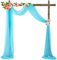 Tüll Fotovorhang Hintergrund Vorhäng,Hochzeitsbogen Deko Tüllstoff Hochzeit Bogenvorhäng Freihandbogen Querbehang Deko Gardinen Vorhang für Babyparty Party Hochzeit Torbogen Zeremonie,70*550cm Blau