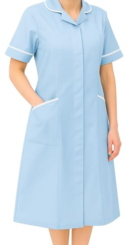 Skywear Ladies Healthcare Tunic Dress – Nurses Uniform Workwear for Women – Medical, Beauty, Dental, Therapist & Carers - Sky, Size 14