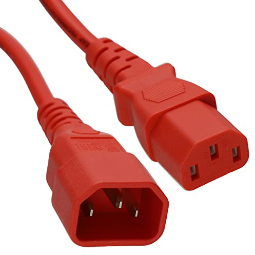 kenable Strom-Verlängerungskabel, IEC-Stecker auf Buchse, USV-Kabel, C14 auf C13, 2 m, Rot