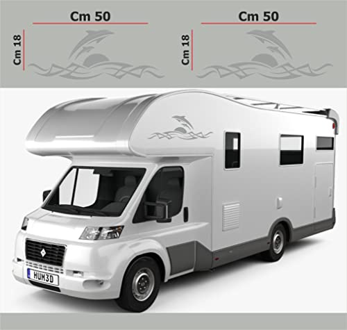DualColorStampe Aufkleber für Wohnmobil, kompatibel mit Adria Arca Bürstner Carthago Chausson Elnagh Mclouis Caravan Motorhome Wohnwagen COD.0207 (grau)