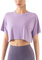 Damen Fitness Trainieren Crop-Tops Kurzarm Yoga T-Shirts Sportlich Betrieb Sport-Shirts Helles Lila S