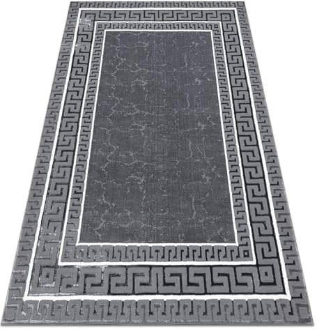 rugsx Teppich Allure 1960 Moderner Teppich mit Griechischem Schlüssel-Muster in Grau - Stilvoll & Glamourös für Wohnzimmer & Schlafzimmer - 160x220 cm