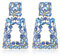 EVER FAITH Pendientes Mujer Cuadrados Grandes Bohemios de Goteo de Cristal Geométrico con Diseño Azul A Tono Dorado