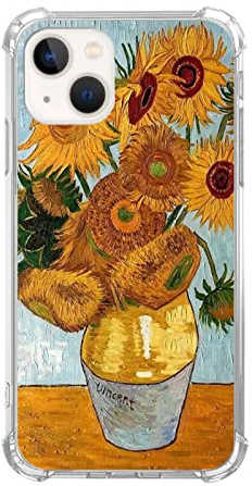 LopeyKirt Vincent Van Gogh Paintings Pattern Print Case for iPhone 13,Sunflowers Artsy Cover Fit for iPhone 13 for Women Men Girls,Unique Design TPU Bumper Protective Cover Case