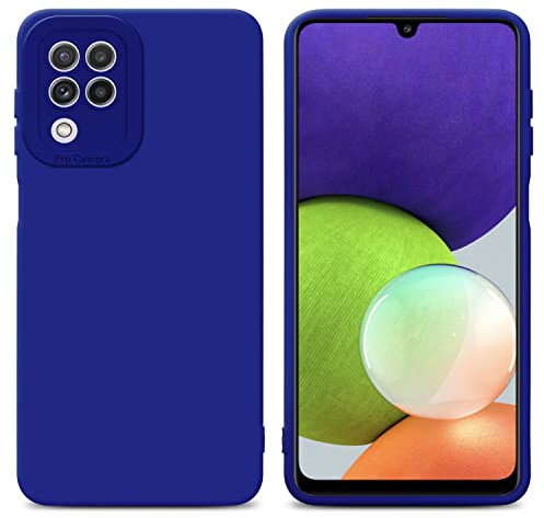 Cadorabo Hülle kompatibel mit Samsung Galaxy A22 4G Schutzhülle TPU Silikon Case Liquid Design mit Kameraschutz Slim Kratzfest Weiche Gummi mit Rundumschutz Case Hülle für Galaxy A22 4G in Blau