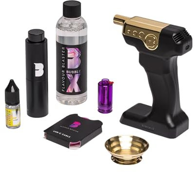Flavour Blaster New Mini 2 Cocktail Gun Kit | Smoking Cocktail Machine with Aroma and Bubbles | Smoke Bubble Gun for Elevating Drinks & Food with flavour-Rich Clouds | Cocktail Gift Sets | Black