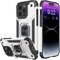 Honeyview ShockProof Case for iPhone 14 Pro 5G with Ring Kickstand, Bumper Armour Phone Cover for Apple iPhone 14 Pro 5G - Silver White