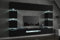 FURNITECH Wohnwand - Moderner Wohnzimmer Schrank - Hängender Fernseher mit LED RGB-Beleuchtung und 16 Farben, Schrankwand mit Regal und TV-Schrank (Future C81-18B-M5 1B Matt)