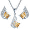 MŚ 1997 MENNICA ŚWIDNICKA 11 FARBEN Ohrringe Silber 925 mit Halskette Damen Set - Hochwertige Österreichische Kristalle und Zirkone - Schmuck Kette damen - Ohrringe Set mit Halskette (Golden Shadow)