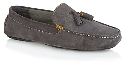 Silver Street London Mens Jackson Grey Suede Leather Slip on Casual Summer Loafer Moccasin Shoes-10