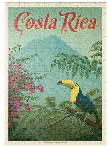 MyPuzzle Costa Rica: Toucan in The Jungle, Vintage Poster - Premium 500 Teile Puzzle - MyPuzzle Sonderkollektion von Anderson Design Group