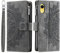VEEMOS Wallet Case for iPhone XR Flower Flip Case Protective Leather Folio Book Phone Cover with Card Slots Kickstand Zipper Pocket - Grey