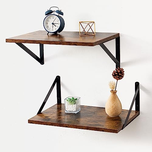 Axeman 2er Set Rustikale Holzwandmontierte Schwebende Regale 30.5 cm tief, große schwebende Regale für Wanddekoration, Hängeregale für Bauernhaus, Küche, Schlafzimmer, rustikales Braun