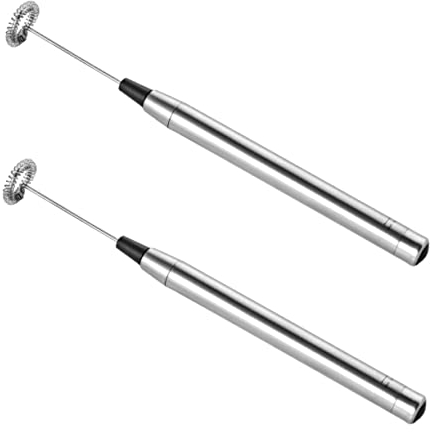 HEMOTON 2stücke Elektrischer Handmixer Tragbarer Multifunktionaler Milchaufschäumer Aus Edelstahl Batteriebetriebener Handrührer Zum Schäumen Von Milch Mixen Von Eiern Und Kakao Für Kaffee
