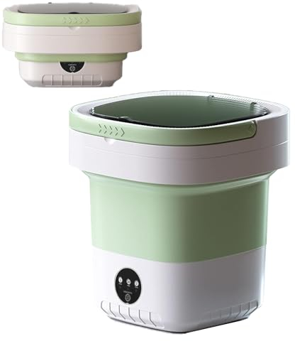 YUYTE Lavatrice Portatile, Mini Lavatrice Pieghevole da 7,5 Litri e Centrifuga Piccola Lavatrice Pieghevole per Campeggio, Camper, Dormitorio, Viaggi, Lavanderia da Viaggio (Verde)