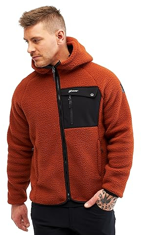 RevolutionRace Sherpa Hoodie da Uomo, Giacca in Pile Ottima per le Escursioni e le Avventure All'aria Aperta, Rusty Orange, XXL