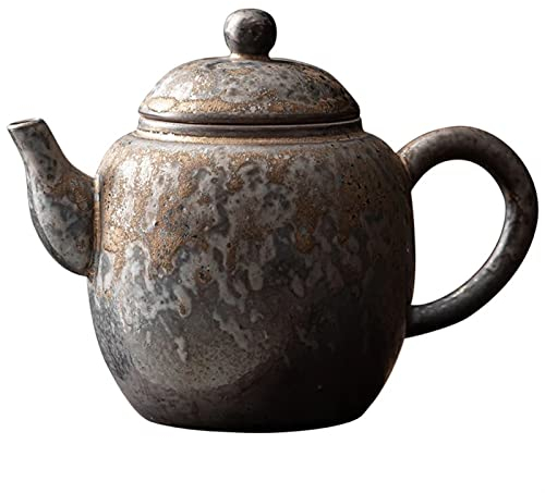Tetera de Kungfu de gres para el hogar, juego de té, tetera para sala de estar y oficina, tetera individual dorada con tetera con filtro (A)