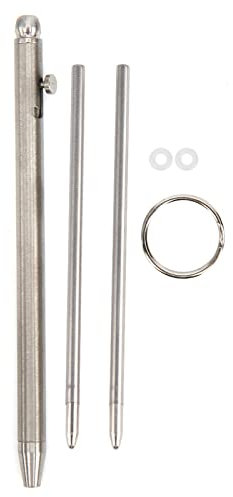 HERCHR Ballpoint Pen, EDC Portable Keychain Pen Outdoors Mini Pen Pure Titanium Sign Ballpoint Writing Tools Keychain Two Refills for Writing(silver)