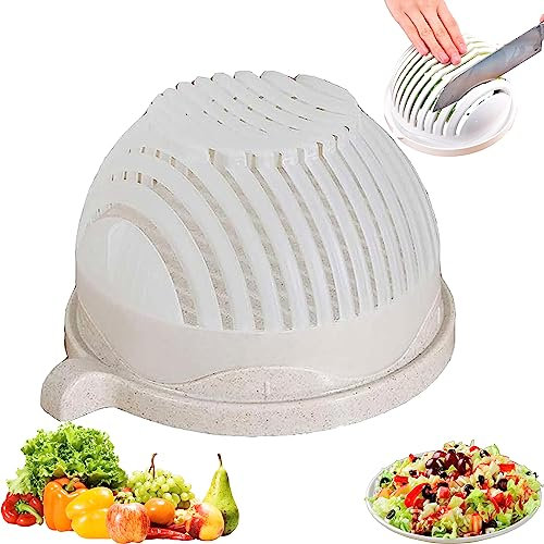 JSvsza 2023 NEW Salad Chopper Bowl and Cutter, Veggie Choppers and Dicers, Salad Instant Salad Maker, Fruit and Vegetable Chopper, Multifunctional Fruit Salad Chopper, Beige