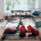 CTQTZ Paris-Thema Bettwäsche-Set für Kinder 135x200cm Eiffelturm Kinder bettwäsche Bettbezug und Kissenbezug 80x80cm Rot Auto Hoher Absatz Bettbezug mit 2 Kissenbezug