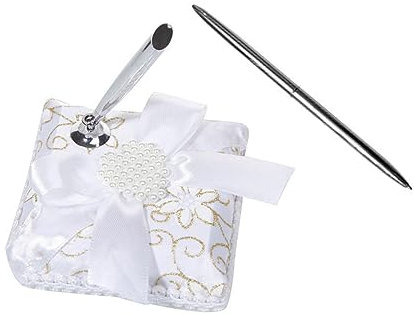 Abaodam Personalisierter Stifthalter für Hochzeiten Europäischer Stifthalter Western-hochzeits-stifteständer Elegante Schleife Weiß