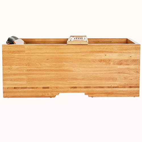 MegLob Holz Freiständige Badewanne, Rechteck Mit Stuhlbadewanne Mit Stuhl & Bad, Traditionelles Japanisches Holz -Einweichen -Wannen -Kit, Spa/Schönheitssalon Deep Soaker,170cm/66.93in