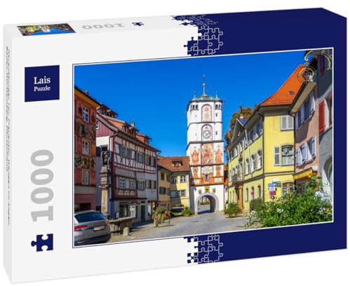 Lais Puzzle Ravensburger Tor, Frauentor, Wangen im Allgäu, Baden-Württemberg, Deutschland 1000 Teile