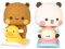 Asslye Bubu Dudu Wackelfigur, Panda-Bär Kawaii Auto Deko Ornament, Sammlerstück Tischdekoration, Niedlicher Spielzeug Geschenk für Kinder Mädchen Jungen, Büro Desktop Zimmer Dekoration (2pcs)