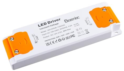 Elezenioc LED Transformator 12V 30W, Ultra dünn Trafo 230V auf 12V Transformator 2.5A, AC/DC Konstantspannungs Netzteil für Lampen Nicht Dimmba für G4 MR16 MR11 LED Strips(Orange-12v-30W)