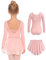 Arshiner Ballet Girls Clothing Due Pezzi Vestito da Balletto per Bambini Senza Schienale Manica Lunga Vestito da Balletto Body Danza Vestito Body Balette Abbigliamento Rosa 140 5-6 Anni
