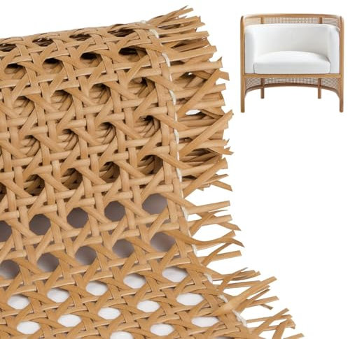 TOOSOAR Rouleau de Cannage Rotin,35 x 200cm Naturel Cannage,pour Projets de Cannage Tissu en Rotin à Mailles pour Meubles Chaise Armoire Plafond,Brun Café