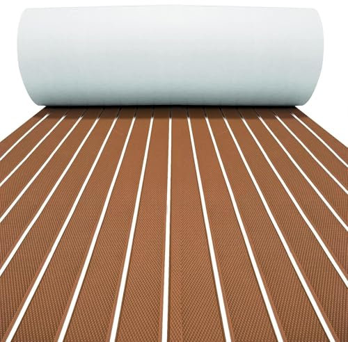 JYMALISA Revêtement de Sol en Mousse EVA pour Bateau, Tapis de terrasse en Imitation Teck, Feuille de terrasse en Mousse antidérapante pour Bateau, Sol de Yacht, Piscine