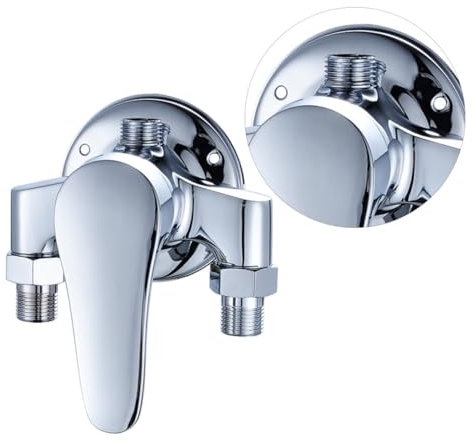 DOITOOL Badewannenarmatur Badezimmer Mischbatterie Kupfer Wandmontage Dusche Wasserhahn Silber Finish Standardanschluss Badarmatur Mit Kalt Und Warmwasserversorgung Für Badezimmer Und