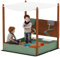 AIYAPLAY Bac à Sable avec Toit, 116 x 112,5 cm Bac à Sable en Bois avec siège, 2 récipients, Jouets de Sable et d'eau, Seau avec Robinet pour Enfants de 3 à 6 Ans Vert