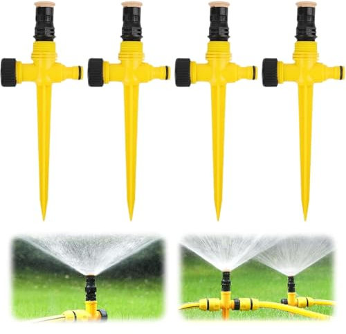 IKOPFLN Irrigatore da Giardino Regolabile 4 Pezzi, Irrigatore Rotante 360° per Prato, Cortile e Piante, Irrigatore Automatico per Giardino, Adatto per Fiori, Verdure e Giardinaggio
