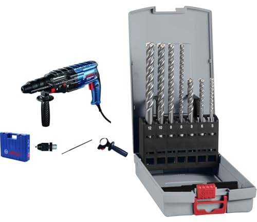 Bosch Professional Bohrhammer GBH 240 F (790W / 2.7 J, in L-BOXX) + 7x PRO SDS plus-5X Hammerbohrer-Set (für Beton, Kalk- und Sandsteine, Ø 5-12 mm, Professional Zubehör)