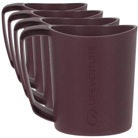 Lifeventure Ellipse Reusable Big Mug for Camping, Travel & Outdoor - Purple (Pack of 4)