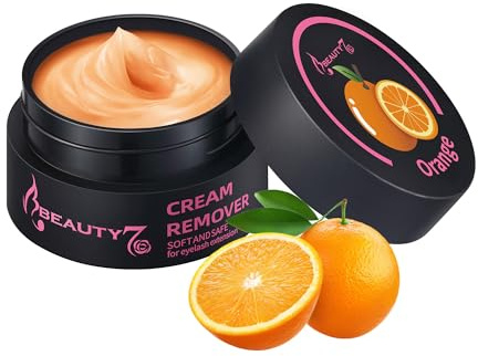 Beauty7 Wimpernkleber Entferner Cream Wimpernverlängerungslöser Orange Wimpernkleber Lösemittel wimpern extension Entferner Remover Cream Wimpernverlängerung Klebstoffentferner 5ml Duft: Orangenduft