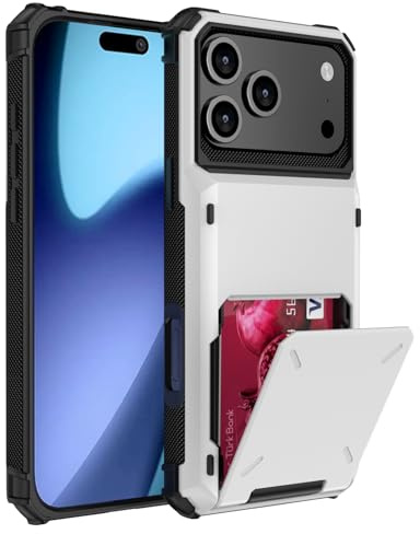 Schutzhülle für iPhone 17 Pro Max, Wallet 5 Kreditkartenfächer, Flip-Cover, zweilagig, schützende Hartschale aus TPU-Gummi, Gelb