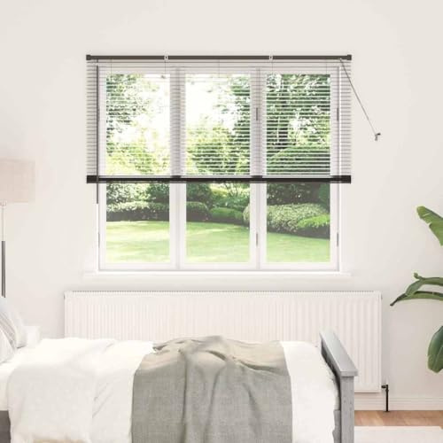 Schwarze Aluminium Jalousie, matt, 155x175 cm, für Fenster, Sonnenschutz, Verdunkelung im Innenbereich