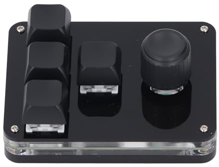 Jelquix Teclado de 4 Teclas y 1 Perilla USB Mini Interruptor Azul para Atajos Complejos para Jugadores Negro