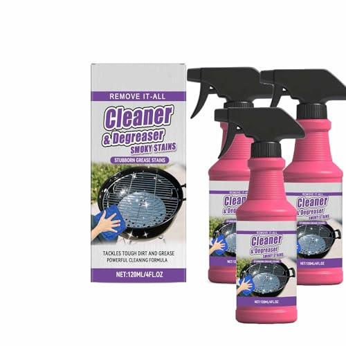 Pulizia di Forno e Grill,Pulitore e Sgrassatore Extra Forte Per Forno,BBQ Grill Cleaner for Outdoor Grills,per Cappe,Barbecue a Gas,Acciaio Inox, Cucina 120ML 3PC