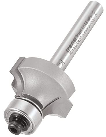 Trend Professional Bearing Guided Ovolo Router Cutter, 6.3mm Radius, 1/4 Inch Shank, 25.4mm Cut Diameter, 13mm Cut Length, Tungsten Carbide Tipped, 46/130X1/4TC
