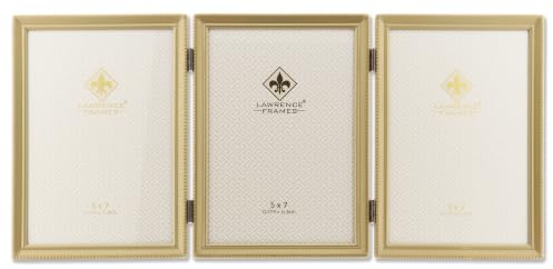 Lawrence Frames Bead Border Design, 5x7 Triple, Satin Gold