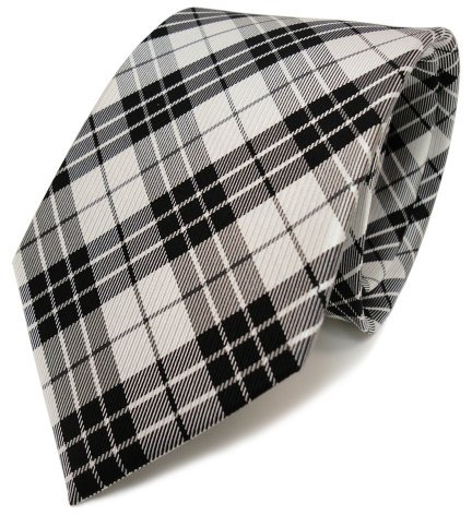 TigerTie Designer Seidenkrawatte in schwarz anthrazit grau silber kariert