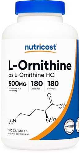 Nutricost L-Ornithine 500mg, 180 Capsules - Non-GMO and Gluten Free