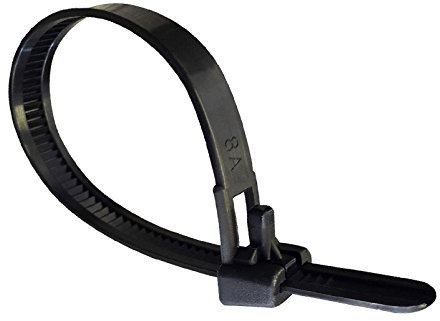 100 x Black Releasable Cable Ties 150mm x 7.6mm Reusable Wire Tidy Zip Wrap Straps