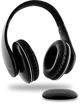 Metronic 480192 - Cuffie wireless ottiche, stereo ricaricabili con trasmettitore per TV/PC/Radio/Telefono/Tablet, connessione ottica, AUX 3.5mm, volume integrato, autonomia fino a 10 ore